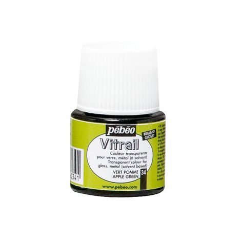 Farba witrażowa do szkła Pebeo Vitrail 45ml, Zielona/34 Apple Green transparentna